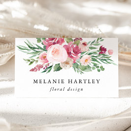 Cartão De Visita Boho Blush & Pink Watercolor Floral