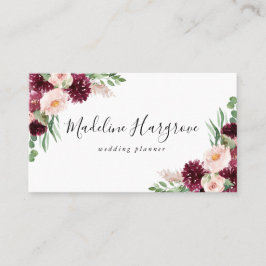 Cartão De Visita Boho Burgundy e Blush Floral