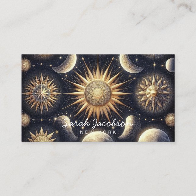 Cartão de Visita Boho Celestial – Céu Noturno Cósm (Frente)