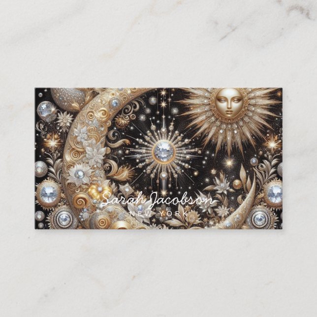 Cartão de Visita Boho Celestial – Céu Noturno Cósm (Frente)