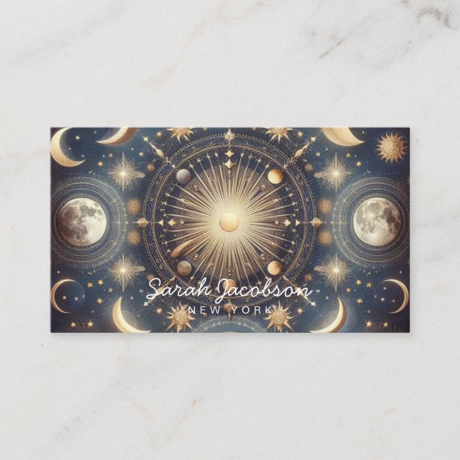 Cartão de Visita Boho Celestial – Céu Noturno Cósm (Frente)
