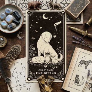 Cartão de Visita Boho Celestial Tarot Pet Sitter