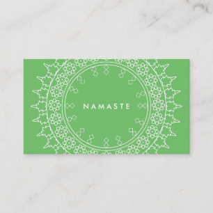 Cartão De Visita Boho Chic Mandala Namaste Yoga Green