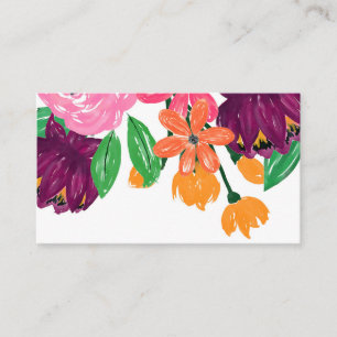 Cartão De Visita Boho Chic Watercolor Flores Turvos