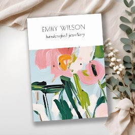 Cartão De Visita Boho Cor-de-rosa Azul Pintado Olhos Florais