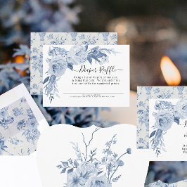 Cartão De Visita BOHO Floral Blue n White Watercolor Fralda Raffle