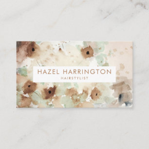 Cartão De Visita Boho Floral de Cores Aquáticas Digitalizável por C