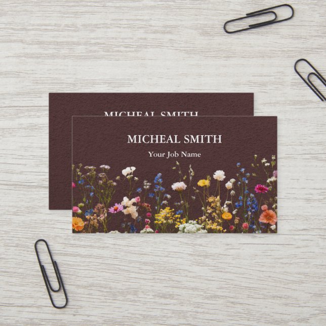 Cartão De Visita Boho Floral Kraft Moderna (Frente/Verso In Situ)