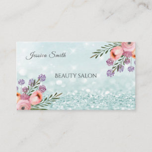 Cartão De Visita Boho Glam elegante aquarela chic coloração floral