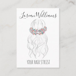 Cartão De Visita Boho Hair Wedding Hairdresser Floral Romântico