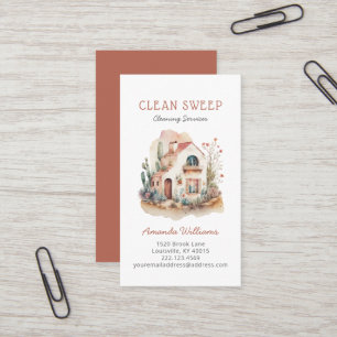 Cartão De Visita Boho House Clearing Home Services Watercolor