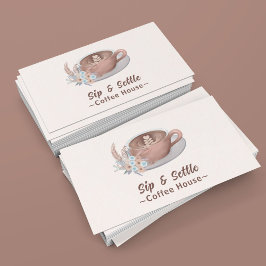 Cartão De Visita Boho Latte Com Flores Personalizadas