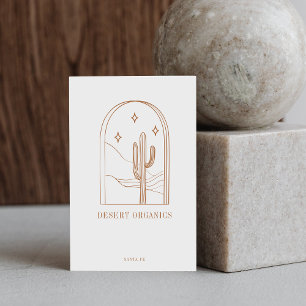 Cartão De Visita Boho Minimalista Logotipo de Arte de Linha de Cact