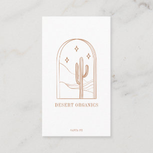 Cartão De Visita Boho Minimalista Logotipo de Arte de Linha de Cact