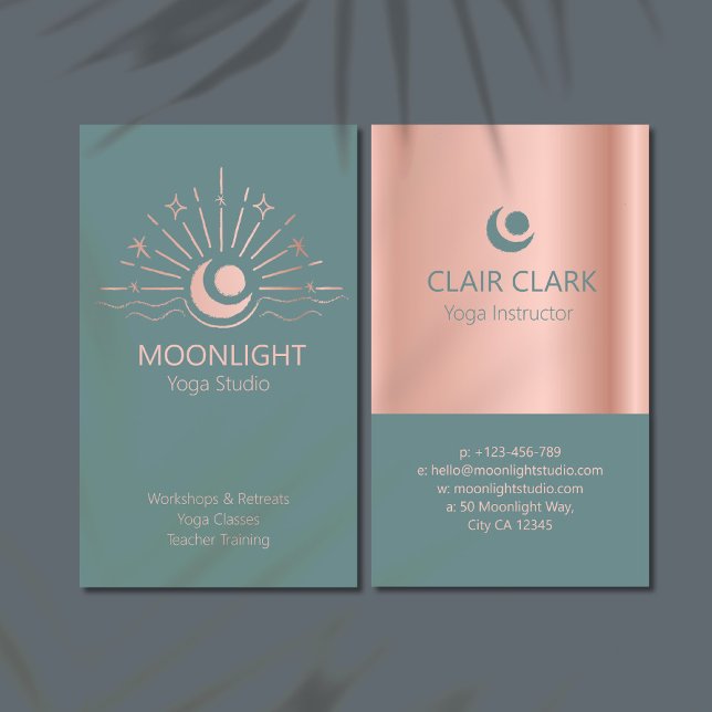 Cartão De Visita Boho Moon Stars Yoga Studio (Criador carregado)