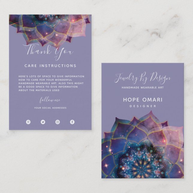 Cartão De Visita Boho Nebula Bloom | Design Mandala (Frente/Verso)