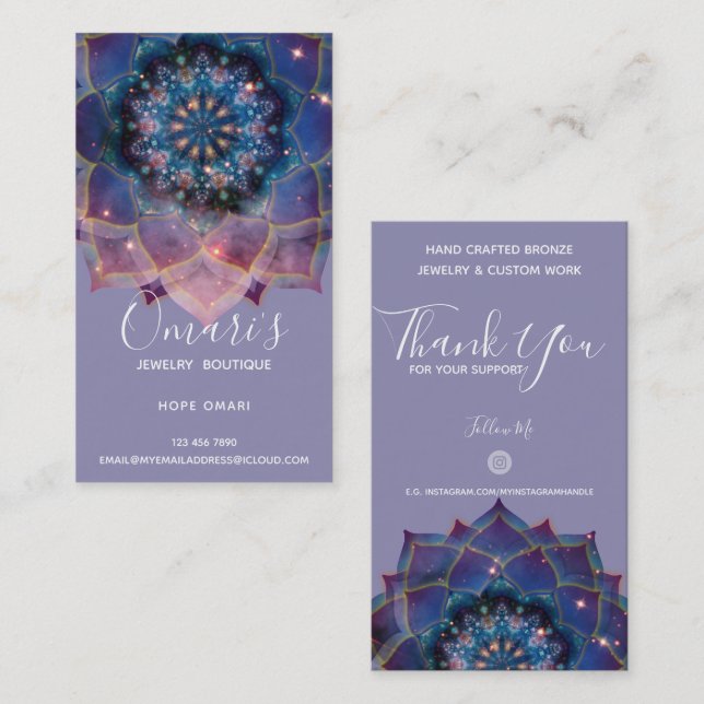 Cartão De Visita Boho Nebula Bloom | Design Mandala (Frente/Verso)