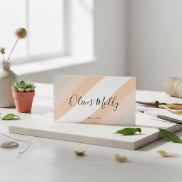 Cartão De Visita Boho Retro Rascunho Linhas Onduladas Pastel Abstra