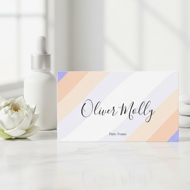 Cartão De Visita Boho Retro Script Abstract Wavy Lines Pastel (Criador carregado)