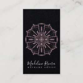 Cartão de Visita Boho Rosa Mandala Yoga Macrame