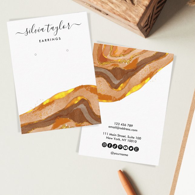 Cartão De Visita Boho Terracotta Designer Jewelry Holder Social (Criador carregado)