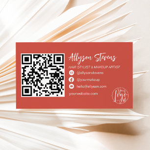 Cartão De Visita Boho terracotta foto de maquiagem do cabelo logo q