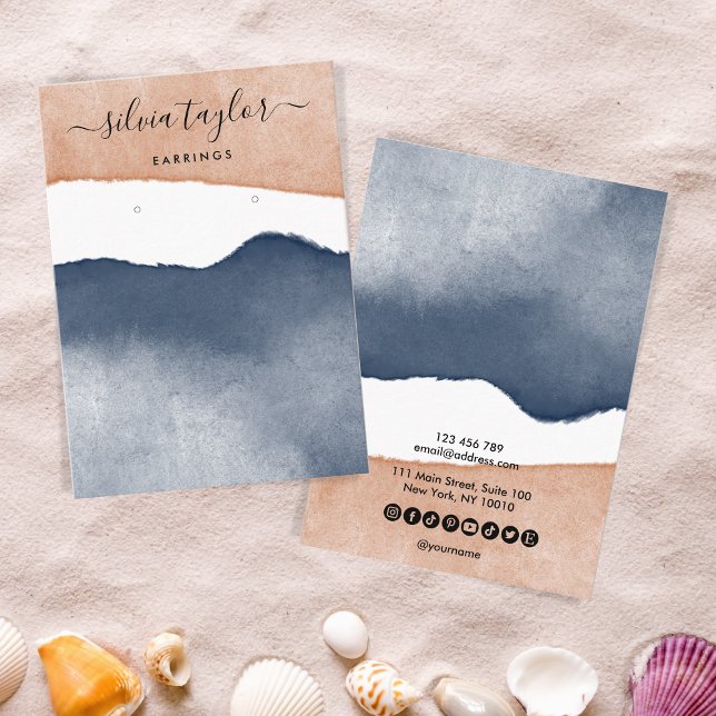 Cartão De Visita Boho Terracotta Marinho Jewelry Holry Social Media (Criador carregado)
