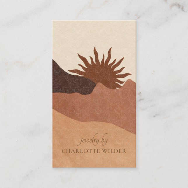 Cartão De Visita Boho Terracotta Sand Abstrato de Jewelry Bus artes (Frente)