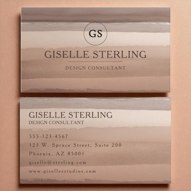 Cartão De Visita Boho Terracotta Watercolor Abstrato Monograma (Criador carregado)