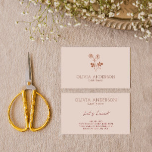 Cartão De Visita Boho Terthy Terracotta Floral Art Minimalista