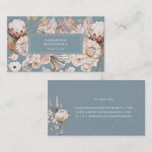 Cartão De Visita Boho Wildflower Cream Terracotta Dusty Blue