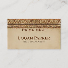 Cartão De Visita Boho Woven Texture Real Estate Business Card