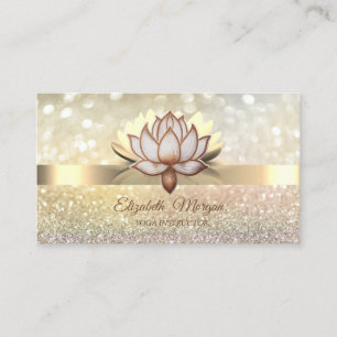 Cartão De Visita Bokeh Dourado,Flor de Lótus Marrom Instrutora de Y