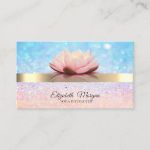 Cartão De Visita Bokeh Elegante Faixa Dourada, Instrutora de Yoga L