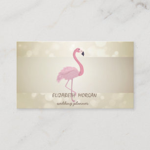 Cartão De Visita Bokeh Elegante, Faixa, Flamingo Rosa