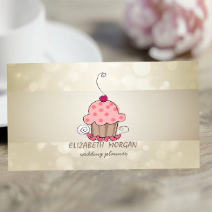 Cartão De Visita Bokeh Elegante, Listra, Cupcake