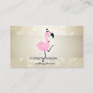 Cartão De Visita Bokeh Elegante, Listra, Flamingo Rosa Legal