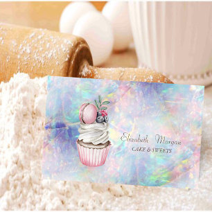 Cartão De Visita Bokeh Moderno Macaron Holográfico Aquarela, Opala
