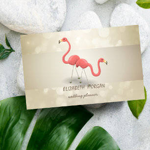 Cartão De Visita Bokeh Profissional Elegante, Listra, Flamingo