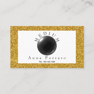 Cartão De Visita Bola de Cristal Preto & Ouro para Adivinhação