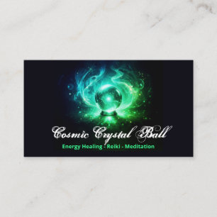 Cartão De Visita Bola de cristal verde preto Energia Reiki Meditaçã