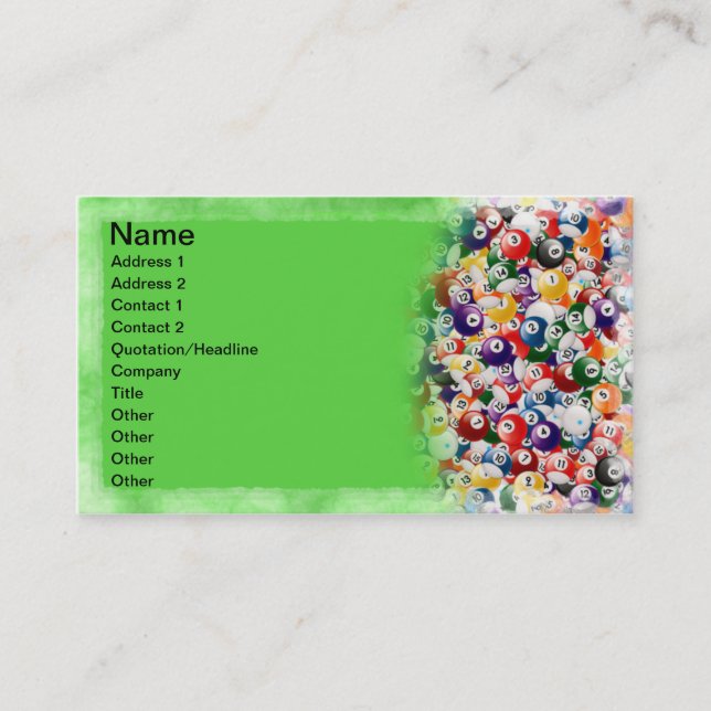 Cartão De Visita Bolas de bilhar (Frente)