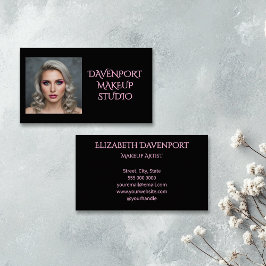 Cartão De Visita Bold Black and Blush Pink