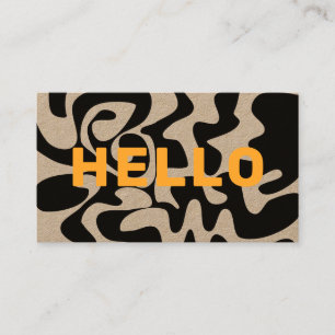 Cartão De Visita Bold Font Groovy Black Orange Kraft