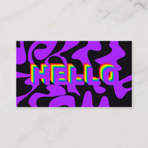 Cartão De Visita Bold Font Hello Groovy Rainbow Purple