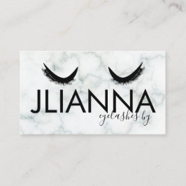Cartão De Visita Bold Marble Eyelashes Salão Negro Branco