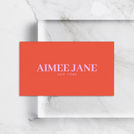 Cartão De Visita Bold Minimalista Luxury Laranja/Rosa
