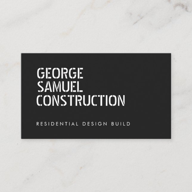 Cartão De Visita Bold Molded Construction Business QR Code Black (Frente)