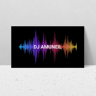 Cartão De Visita Bold Music Waves DJs multicolorido, áudio