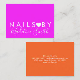 Cartão De Visita Bold Neon Heart Makeup Artist Nail Salon